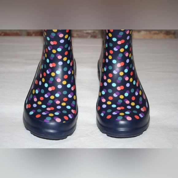 Cat and Jack Blue Rain Boots Multicolor Polka Dots, girls Size: 2 Youth - Picture 4 of 7